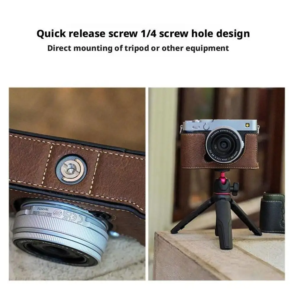 Funda protectora de cuero PU para cámara Fuji XE5, accesorio de correa para cámara XE5, bolsa para cámara antipolvo y antisuciedad - imagen 5