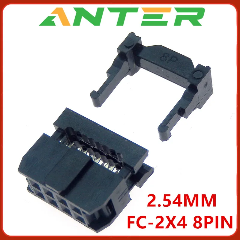 Conector de enchufe IDC JTAG ISP de doble fila, conector hembra de 2x4 pines, 8 pines, 8P para cable DC3, 10 piezas, FC-8p, paso de 2,54 MM