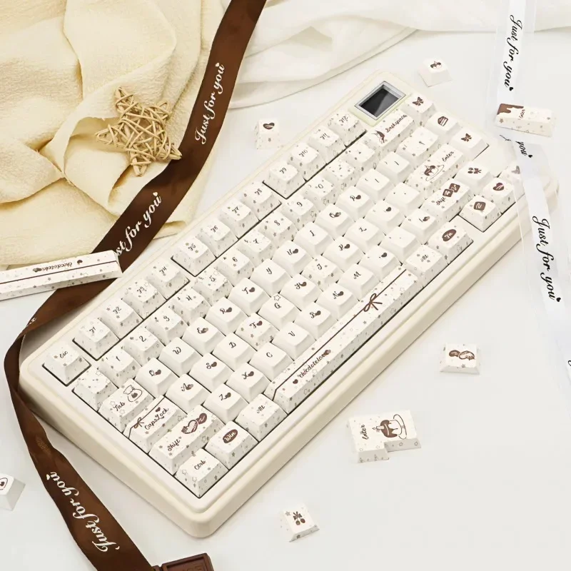 Juego de teclas con tema crujiente de Chocolate, perfil de cereza, sublimación PBT, teclas hechas a mano personalizadas para accesorios de teclado mecánico - imagen 4