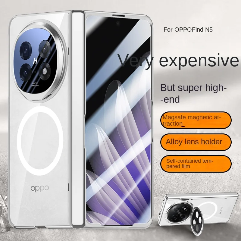 Para OPPO Find N5 funda de lujo chapada Magsafe soporte magnético funda protectora trasera para Find N5 carcasa de soporte con bisagras de resorte - imagen 2