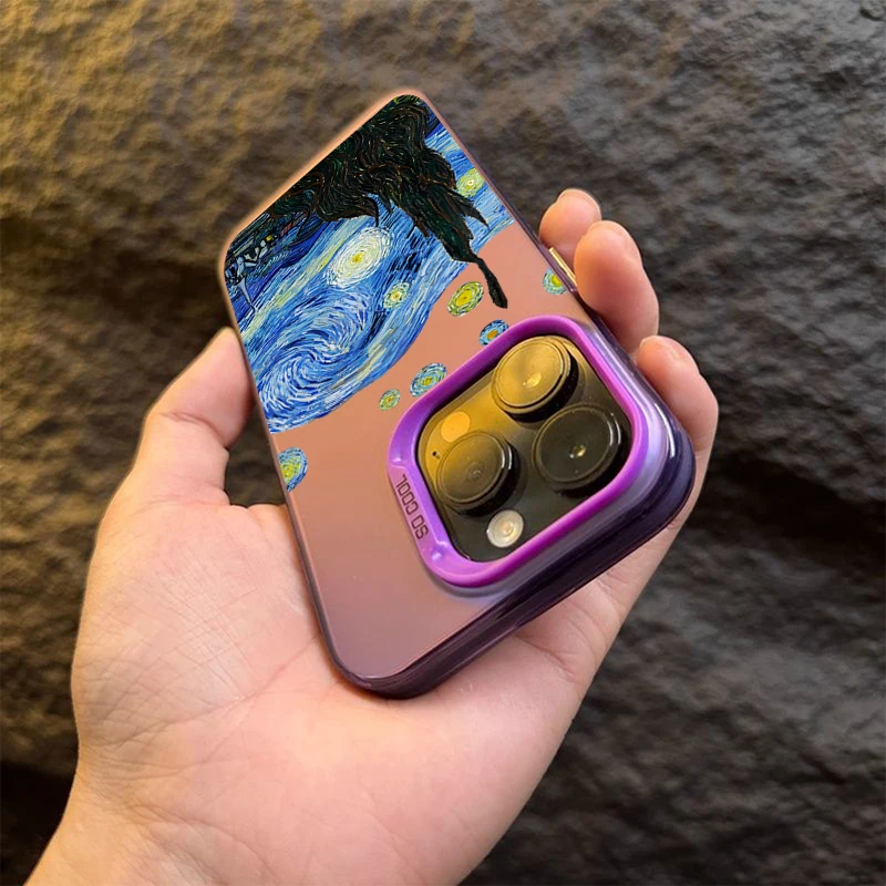 Van Gogh pintura al óleo galvanizada plata IMD funda de teléfono para iPhone 11 12 13 14 15 16 Pro Max 7 Plus X XR cubierta trasera a prueba de golpes - imagen 5