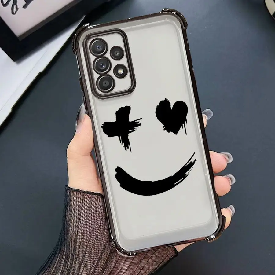 Funda de teléfono para Samsung Galaxy A25 A21s A26 A35 A36 A13 A16 A33 A24 A15 A52 A17, funda transparente, arte cómico, cara sonriente - imagen 4