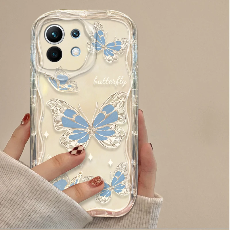Funda blanda de mariposa de Metal brillante para Xiaomi 14T 13T 12T 13 12 11 11i Lite 5G 10T POCO X5 X6 Pro X3 NFC X4 GT F3 F4 F5 F6 M6 M5S - imagen 3
