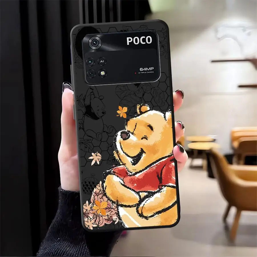 Funda para Xiaomi Poco C75 M3 M4 M7 Pro C50 C40 C61 F3 M5 F1 C71 X3 X4 X5 X7 Pro cubierta de teléfono suave negra Disney Winnie The Pooh - imagen 5