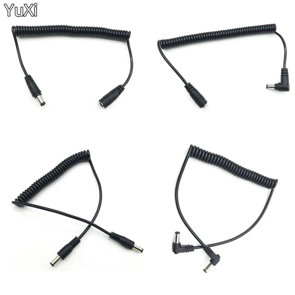 Cable en espiral de alimentación de enchufe macho a hembra, Cable de resorte de extensión para tira LED, CCTV, DC 5,5mm x 2,1mm, 5,5x2,1mm