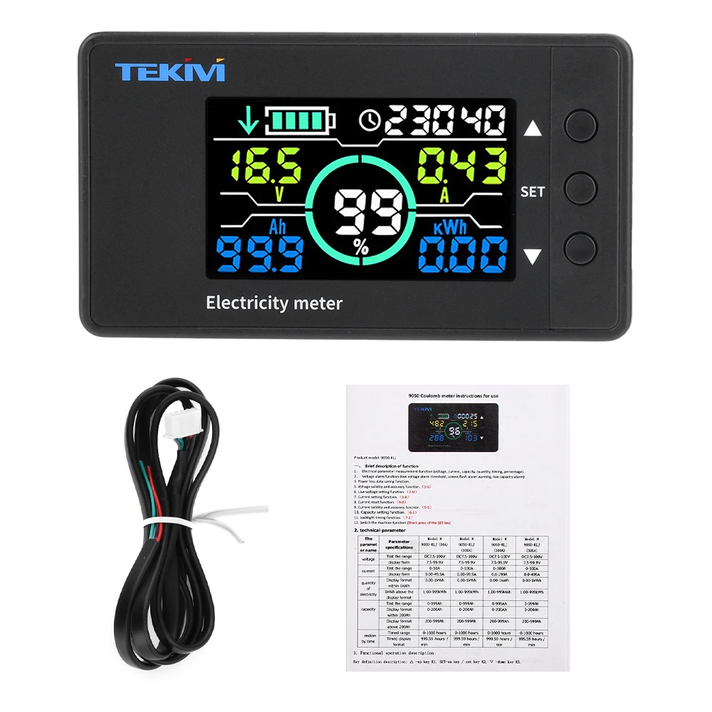 Amperímetro de voltaje DC 7,5 ~ 100V, medidor de potencia, indicador de potencia del vehículo, detección bidireccional de fosfato de hierro y litio - imagen 4