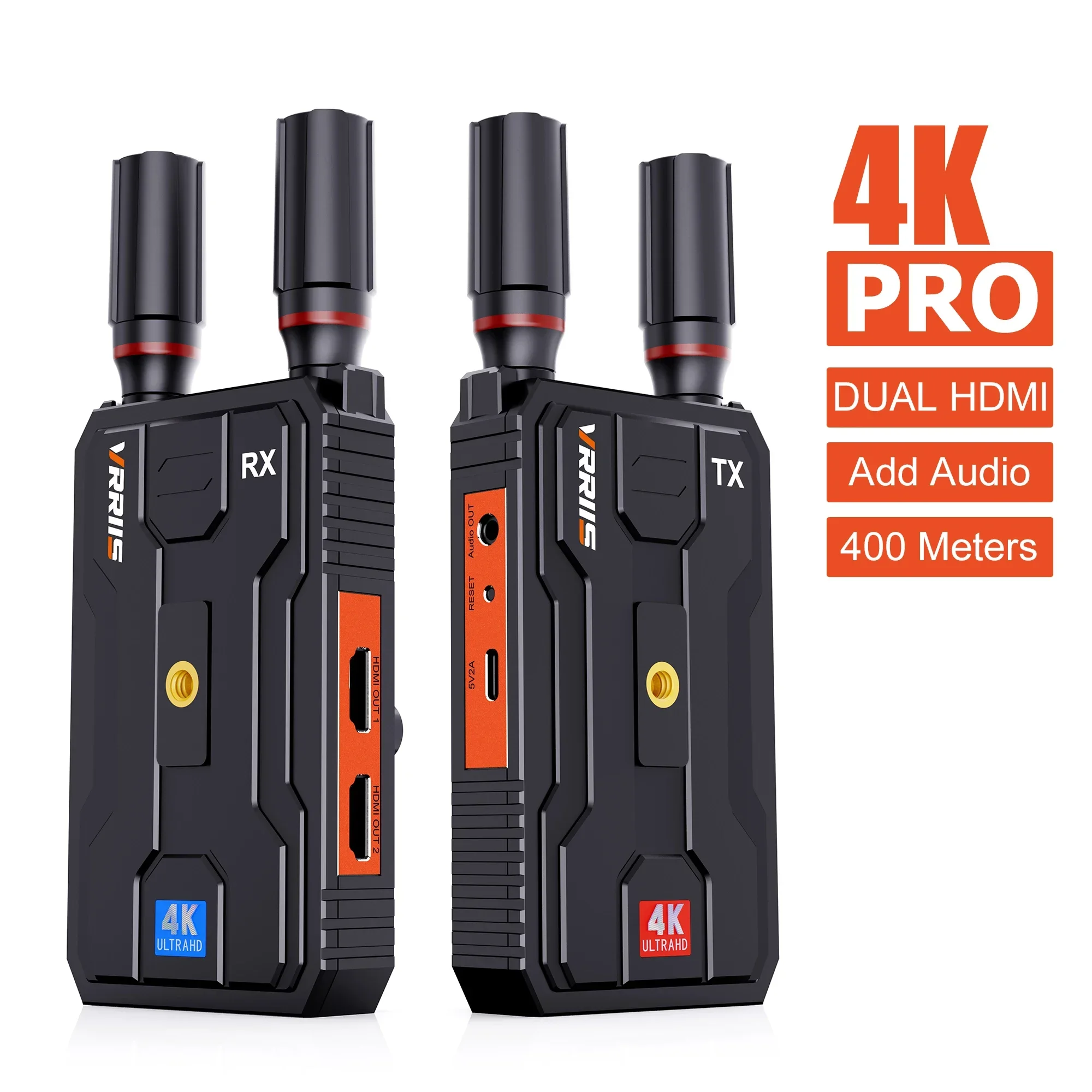 Extensor HDMI inalámbrico de 400M, 5G, 4K Pro, transmisor de vídeo HDMI Dual, receptor, compatible con batería, cámara de Audio, ordenador portátil, PC a Monitor de TV - imagen 2