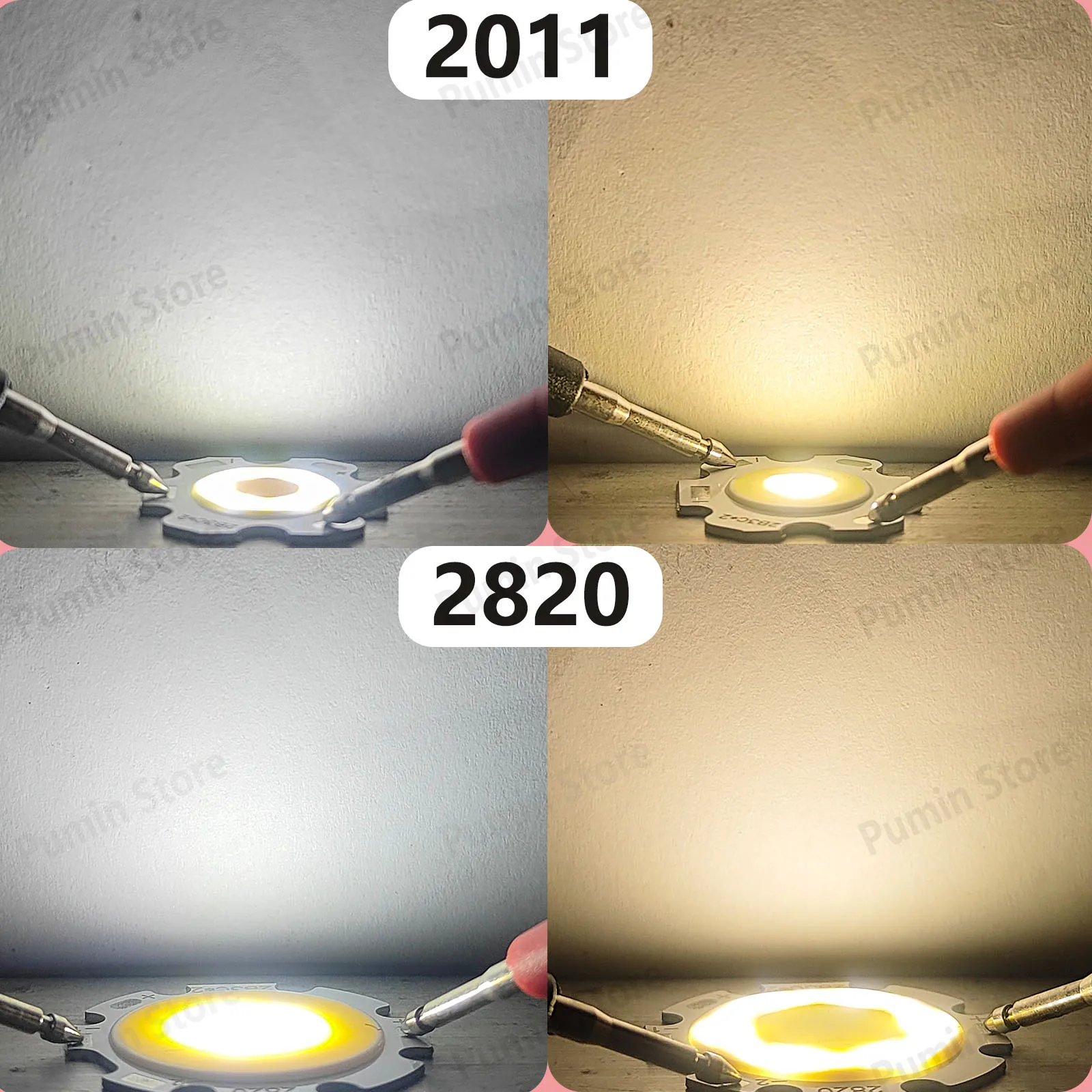 10 Uds Chip LED 24v Cob luz cálida de dos tonos + blanco 9v 20v 30v 3W 5W 7W 10W accesorios de luz de Chip redondo fuente de luz nocturna - imagen 5