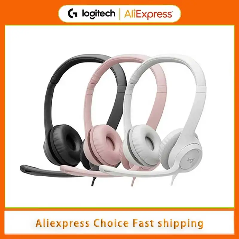 Nuevos auriculares Logitech H390 con cable USB, auriculares estéreo con micrófono con cancelación de ruido para PC/Mac/portátil