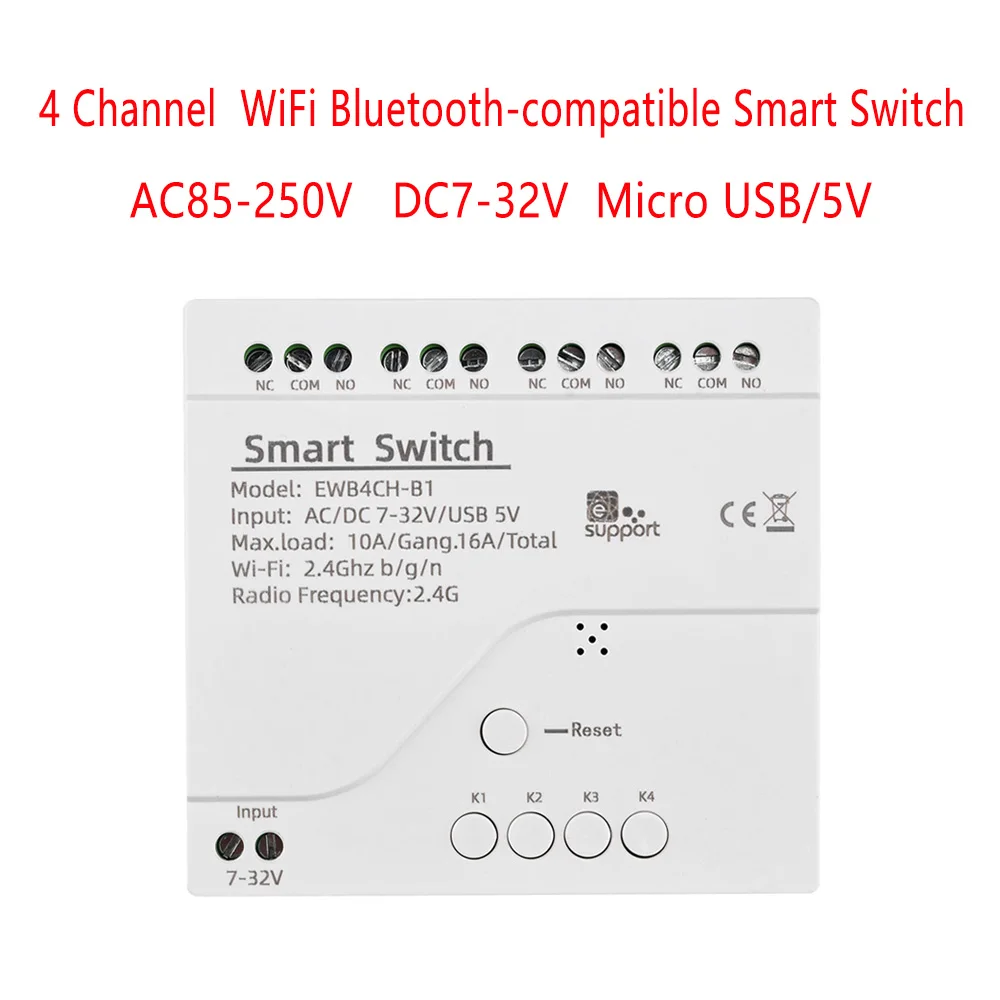 Módulo de interruptor de relé inalámbrico de 4 canales AC85-250V DC7-32V WiFi Bluetooth Compatible con aplicación remota Control para EWeLink - imagen 2