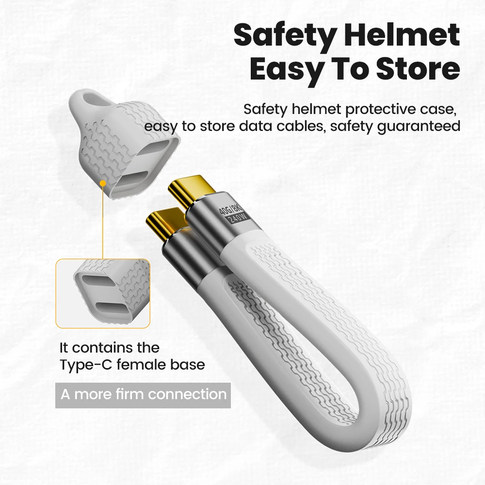 Llavero portátil de 240W, Cable corto USB4, transferencia de datos de alta velocidad tipo C a tipo C, Cable de carga rápida para iphone 15 16 Samsung - imagen 5