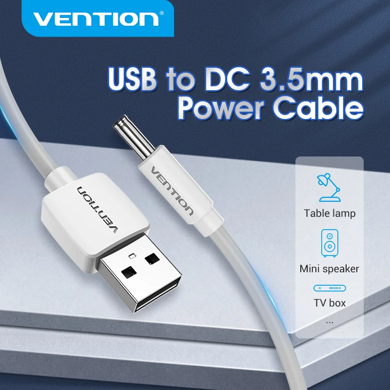 Vention USB a DC Cable de alimentación de 3,5 mm USB A a conector Jack 3,5 Adaptador de fuente de alimentación de 5 V para ventiladores USB HUB DC Cable de carga de 5,5 mm