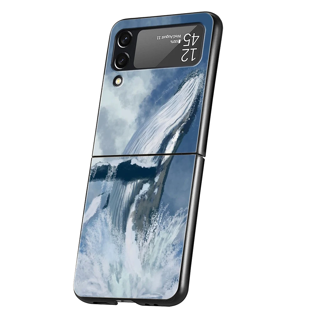 Funda de teléfono de pareja emparejada con ballena delfín para Samsung Galaxy Z Flip 3 4 5 6 7 PC plegable duro para Samsung Z Flip3 Flip4 Flip5 - imagen 2