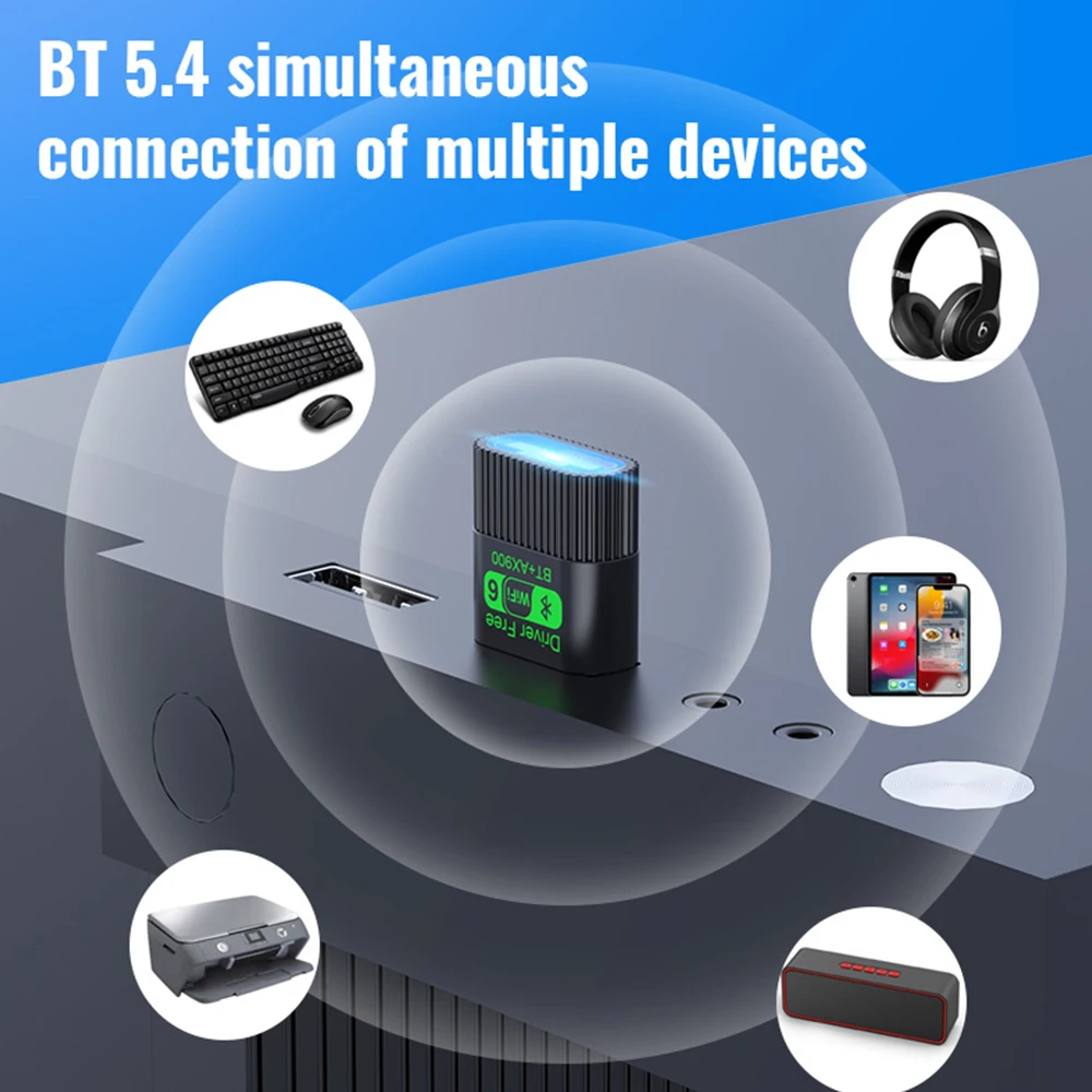 Adaptador AX900 USB WiFi 6 Bluetooth 5,4 2 en 1 banda Dual 2,4G y 5GHz red USB controlador receptor WiFi inalámbrico gratis para Win 10/11 - imagen 2