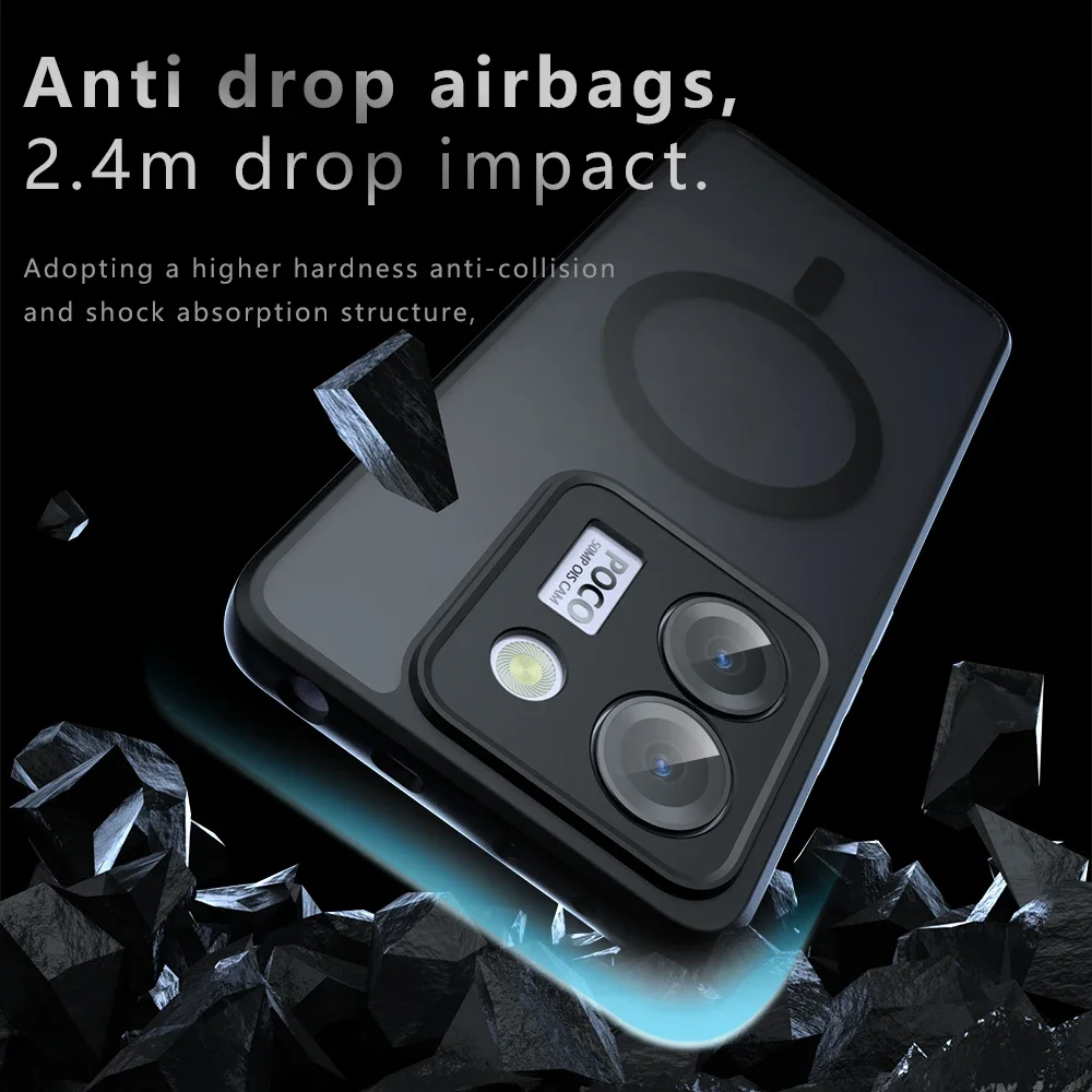 Para Xiaomi POCO M7 Pro Funda de lujo mate armadura Magsafe Funda de teléfono con imán para POCO M 7 Pro Funda de carga inalámbrica - imagen 5