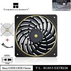 Thermalright TL-B12015 EXTREM Ventilador para caja de computadora, 120 x 120 x 15 mm, diseño de reducción de ruido, 15 aspas, protector de seguridad gratuito.