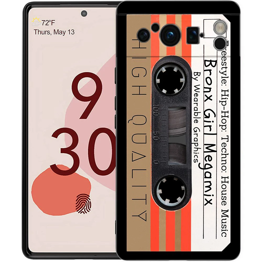 Funda de teléfono con Cassette de cinta de Radio magnética para Google Pixel 9 8 7 6 Pro XL 8A 6A 7A 5G, funda negra de TPU suave a prueba de golpes - imagen 4