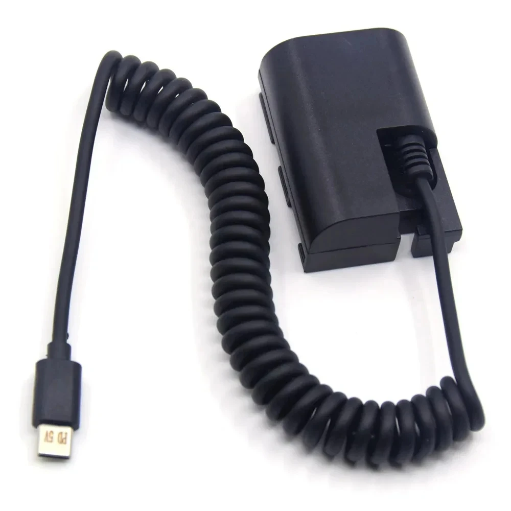USB C a LP E6 batería simulada Cable de resorte decodificación completa DR-E6 acoplador CC apto para cámara Canon EOS 5DII 5DS 60Da 6D 7D R6 80D 90D - imagen 4