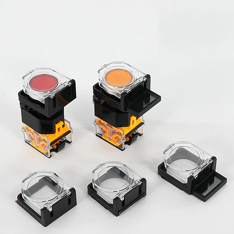 Cubierta protectora para interruptor de botón de 22mm, cubierta antipolvo, solapa, botón plano redondo, agujero cuadrado, cinturón trasero - imagen 4