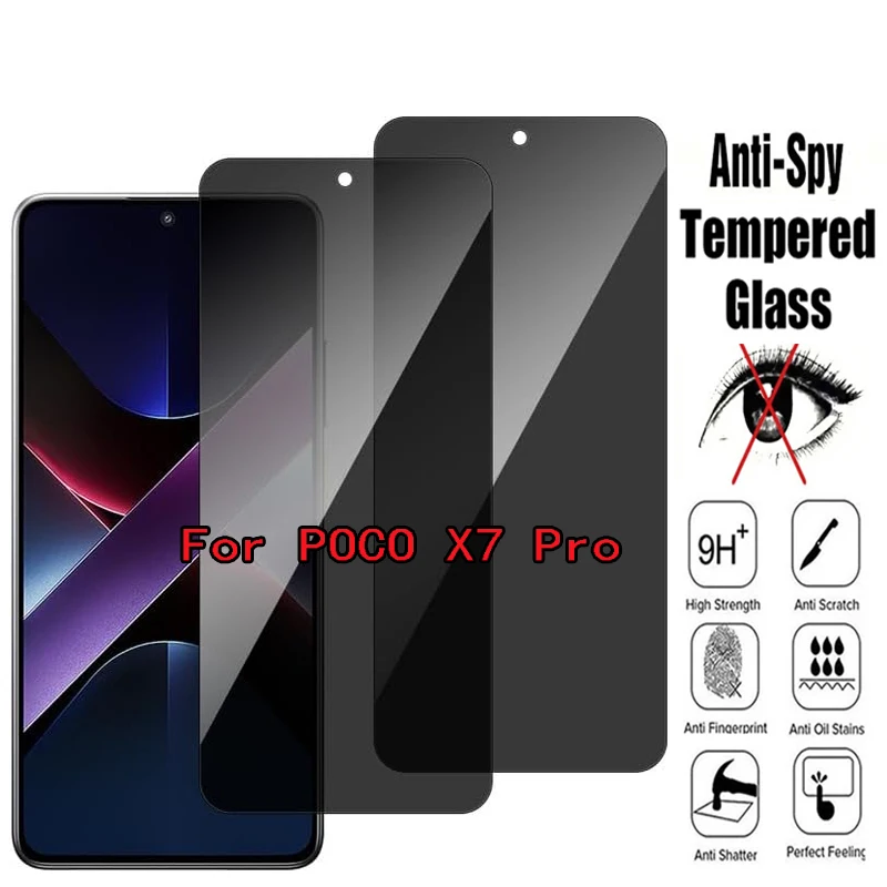 2/4 Uds vidrio templado de privacidad para Xiaomi Poco X7 Pro 9H Protector de pantalla antiespía