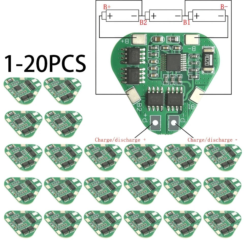 1-20 piezas 3S 18650 Placa de protección de batería de iones de litio 12,6 V máx., BMS de sobrecarga/descarga para paquete de 3 celdas