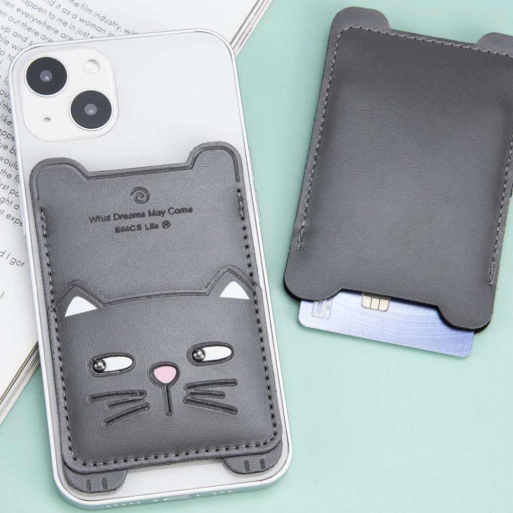 Funda trasera de dibujos animados para teléfono, bolsillo adhesivo para teléfono móvil, funda para billetera, soporte Universal para tarjetas de crédito/identificación - imagen 5