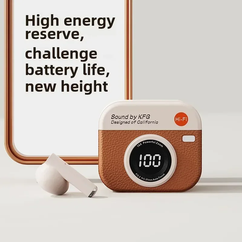 Q86Auriculares inalámbricos Bluetooth cámara retro pantalla de nivel de batería creativa auriculares de música batería de larga duración - imagen 3