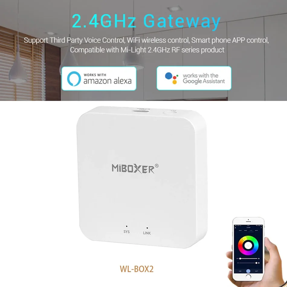 Miboxer-WL-IBox2 compatible con Control de voz de terceros, Control inalámbrico por Wifi, compatible con todas las bombillas led de la serie Milight de 2,4 GHz - imagen 2