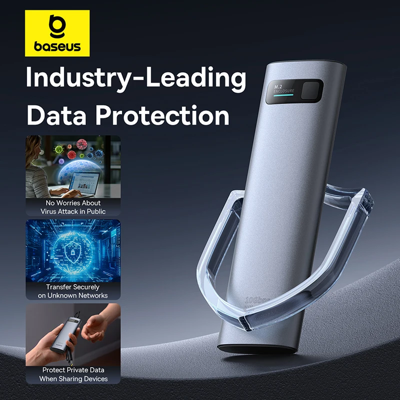 Baseus M2 SSD Case M.2 NVMe SATA más rápido USB C 3,2 Gen 2 10Gbps adaptador de carcasa 8TB expansión de almacenamiento protección de datos SSD Case - imagen 5
