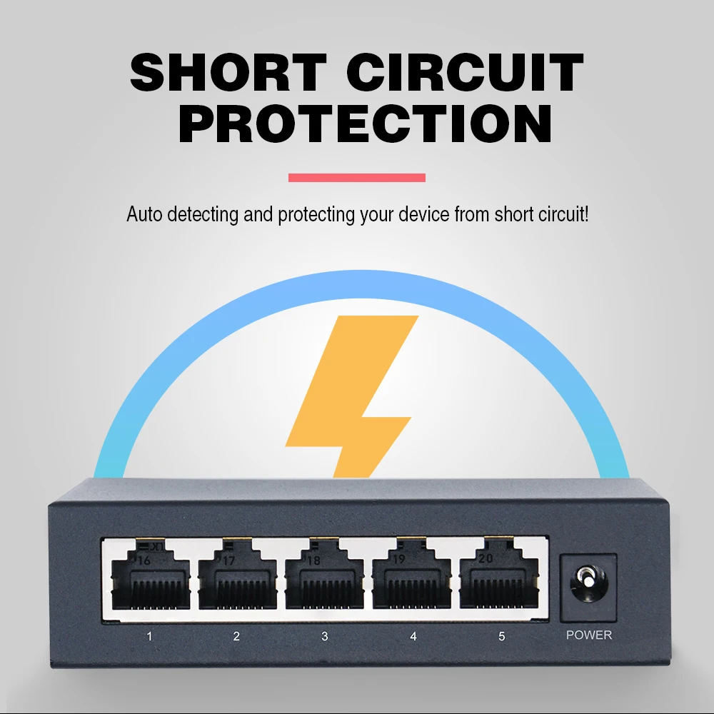 OPTFOCUS 48V POE interruptor Ethernet activo 100M 1000Mbps 802.3af 802.3at ethernet hub splitter derivación potencia Gigabit interruptor hub PoE - imagen 4