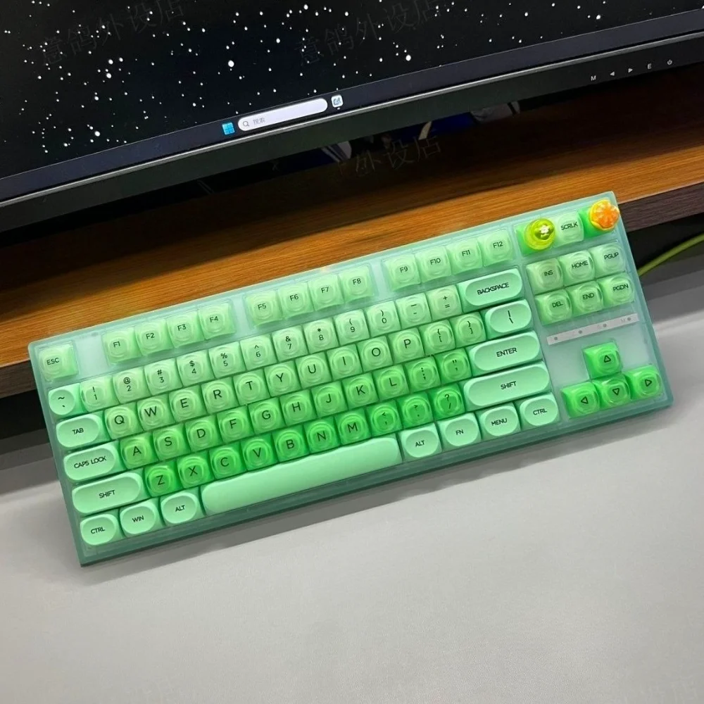 Tapa de tecla de gelatina de lima, bonita y redonda PBT + PC, 130 teclas HOA Pudding, translúcida, Compatible con teclado mecánico 61/68/75/104 - imagen 4