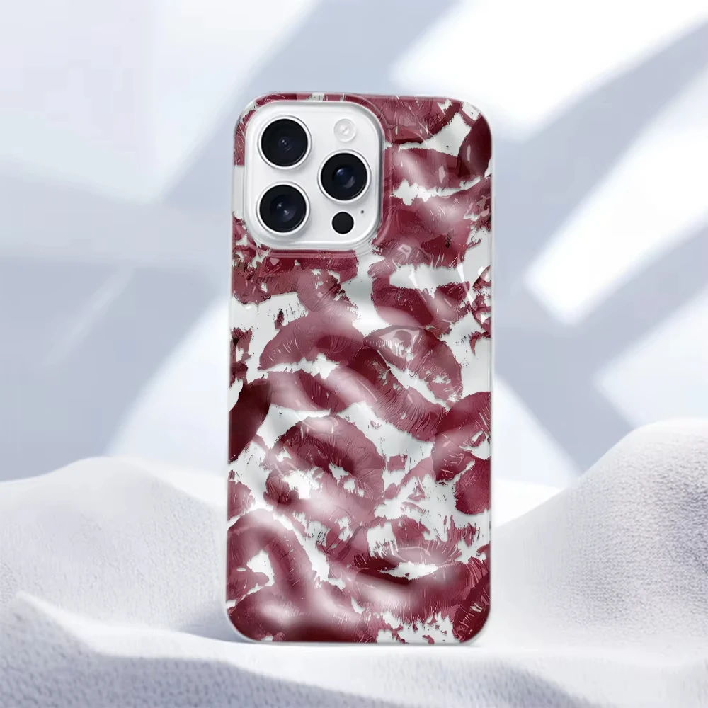 Funda con diseño de textura 3D con estampado de labios para iPhone 17 Pro Max 17 Air 16 Pro 15 14 Plus 13 12 11, funda de silicona suave a prueba de golpes - imagen 5
