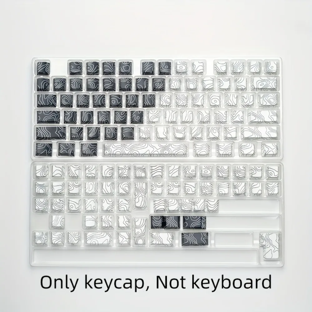 Cherry Keycap Color blanco y negro a juego 130 teclas PBT translúcido con grabado lateral se adapta al teclado mecánico espacial 6.25U - imagen 3