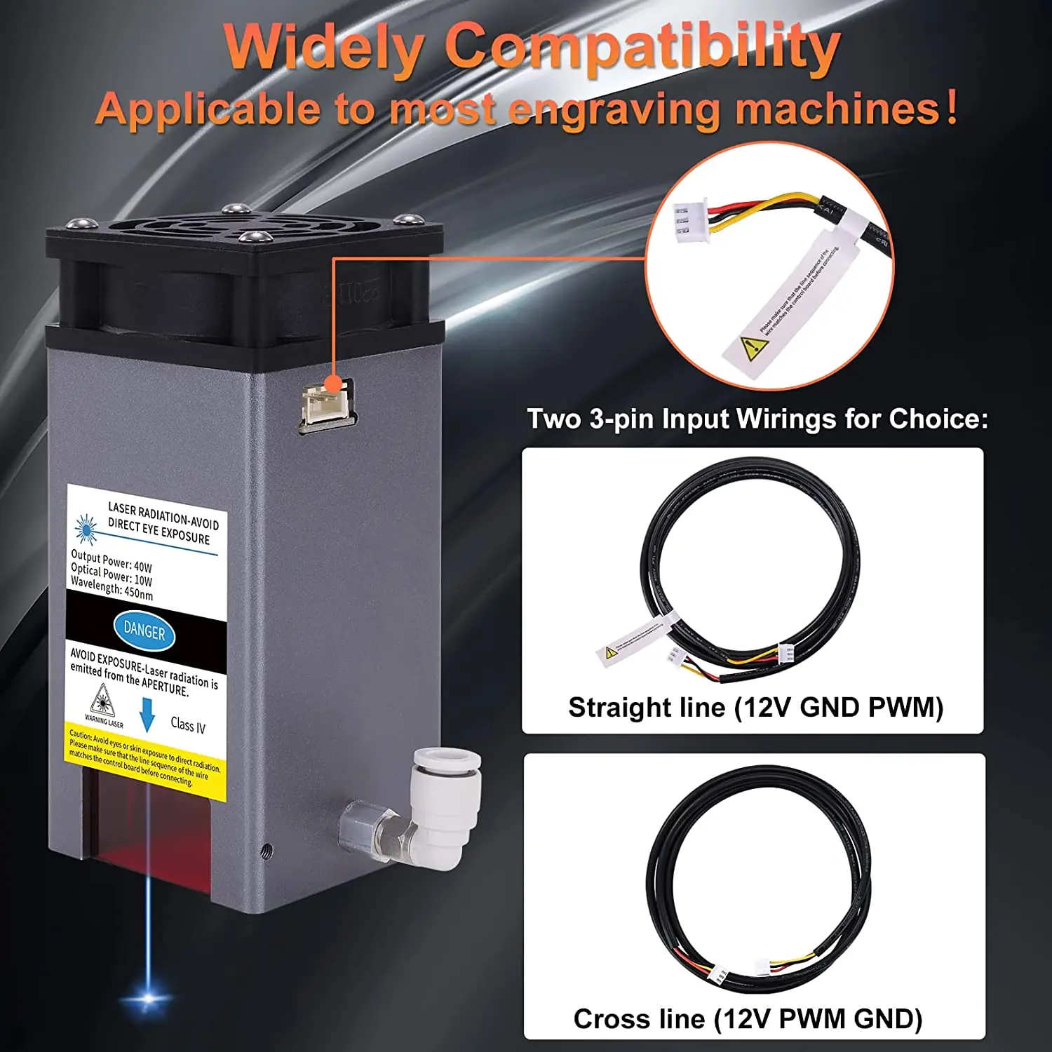 Módulo láser de 40W con asistencia de aire, módulo de grabado CNC, cabezal láser de potencia óptica de 10W, para máquina de grabado y corte láser DIY - imagen 5