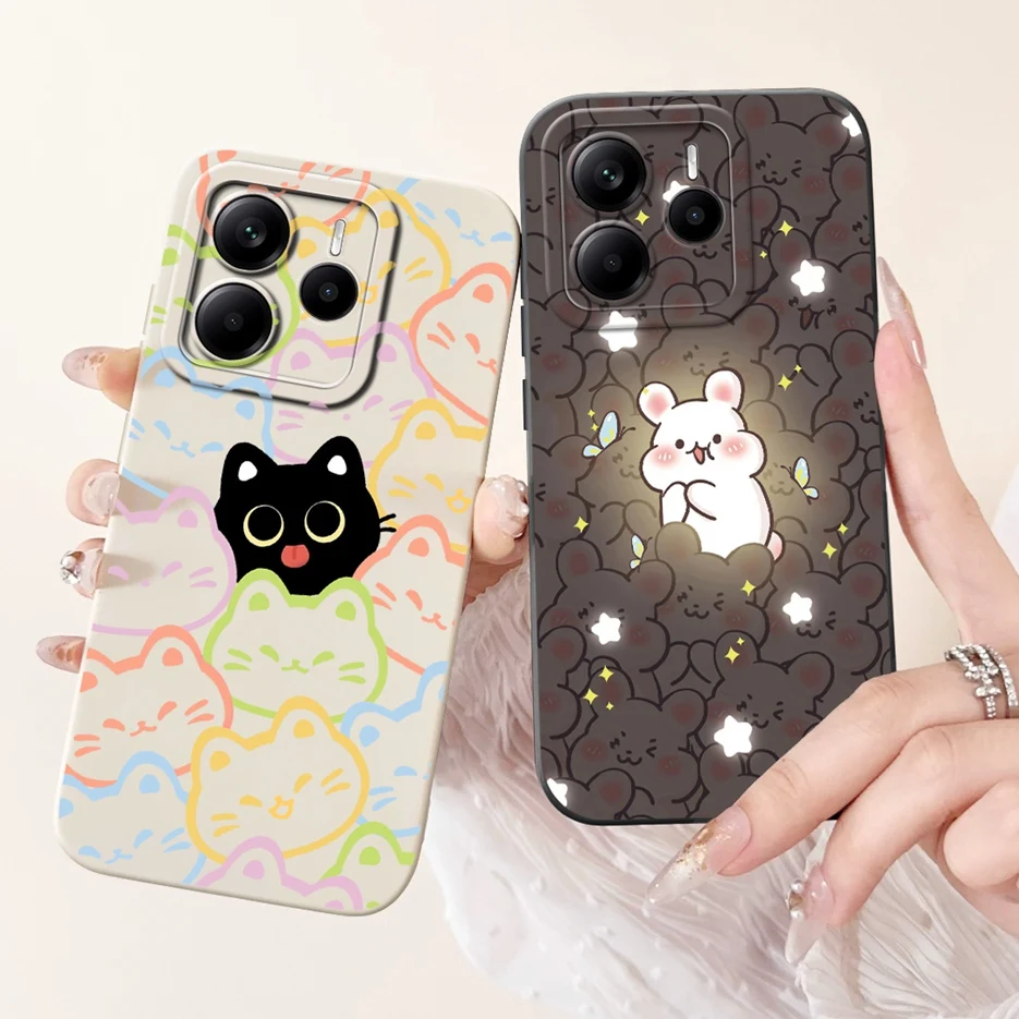 Para Xiaomi Redmi Note 14 4G 5G funda de lujo con flores de dibujos animados funda de teléfono suave de TPU para Redmi Note 14 Note14 5G bolsas de cubierta trasera - imagen 4