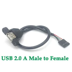 Extensión USB tipo A macho a hembra para montaje en panel