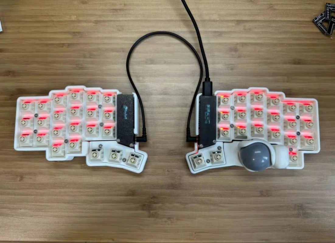 Kit de teclado mecánico dividido trackball plano, compatible con VIA/Remap, teclados ergonómicos para juegos RGB personalizados de modo único con cable, intercambiables en caliente - imagen 3