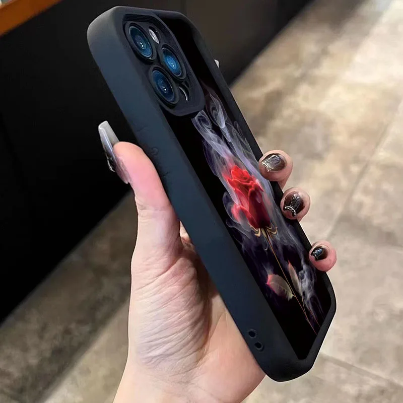 Funda de teléfono con diseño de rosas y tema oscuro minimalista de flores para Xiaomi Redmi 13 12 12C 13C 14C Redmi Note 14 Pro Plus 5G 12 11 10 - imagen 3