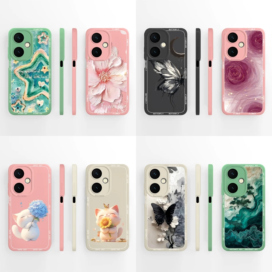 Para Vivo Y27 Y27S 4G 5G Funda de teléfono tinta mariposa creativa a prueba de golpes para Vivo Y 27 Funda de silicona líquida suave y lisa Capa