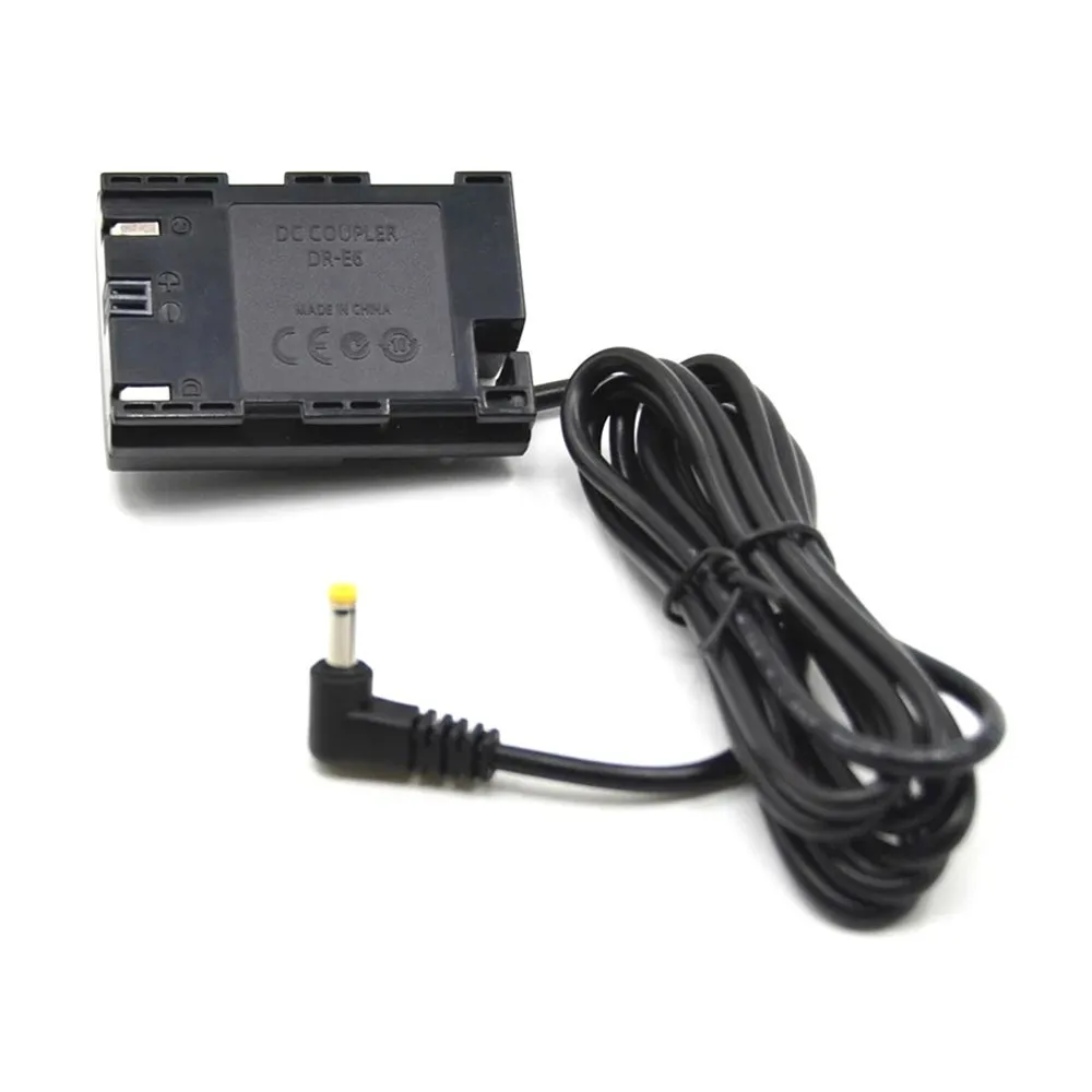DC 4,0x1,7mm a DR-E6 acoplador CC LP-E6 LPE6 batería falsa ACK-E6 para Canon EOS 5D Mark II III 5D2 5D3 6D 7D 60D 60Da 70D 80D - imagen 2