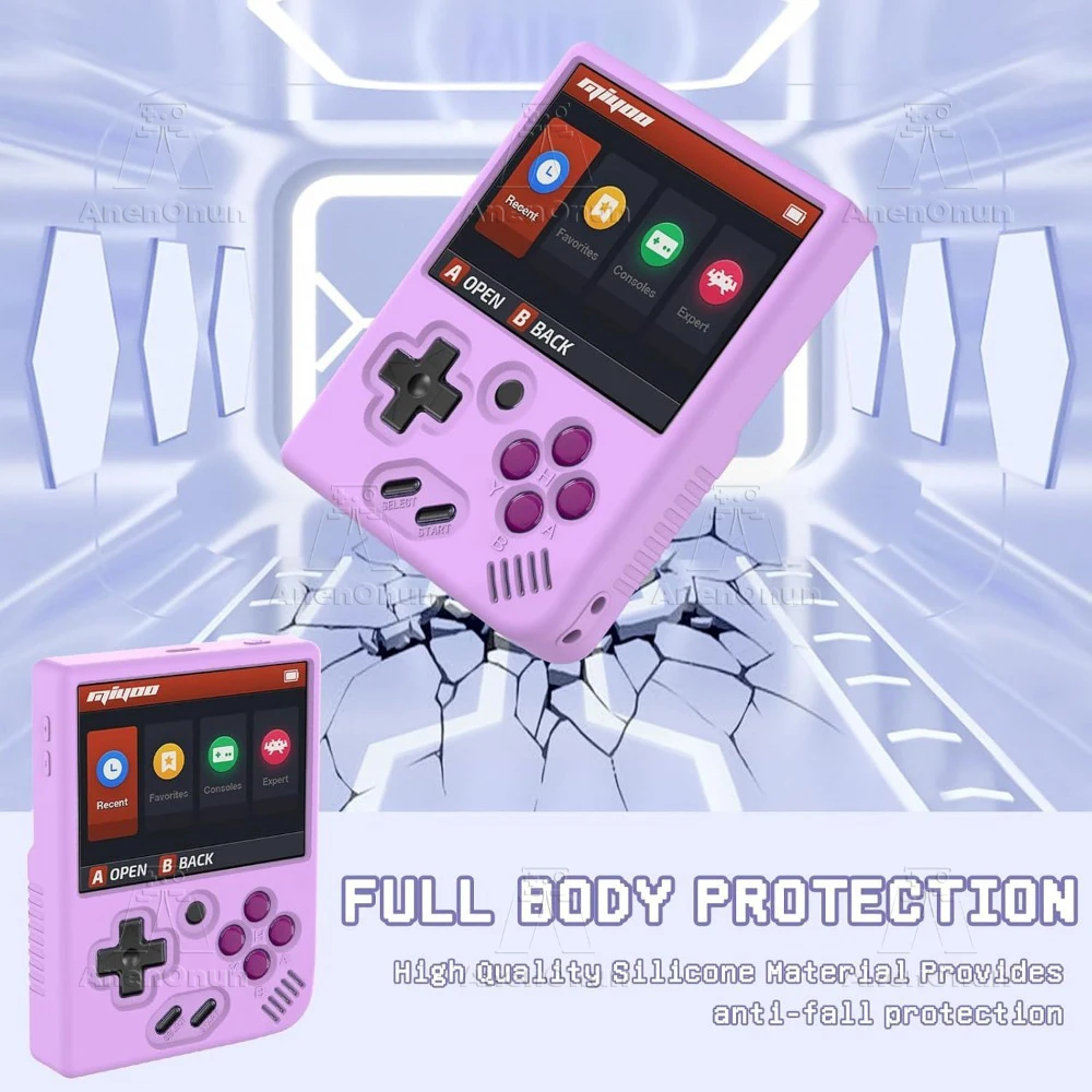 Funda protectora de silicona Miyoo Mini Plus con cordón, anticaída, antiarañazos, ajuste completo, funda suave, accesorios para la piel - Púrpura - imagen 3