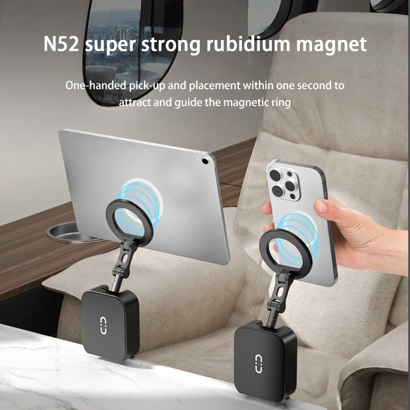 Soporte de teléfono magnético multifuncional de escritorio portátil para viaje, hogar, avión, fuerte adsorción sin sacudidas, 2025 - imagen 3