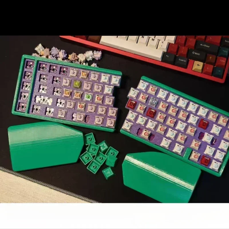 Scorpio-Teclado mecánico dividido de 68 teclas, ergonómico, retroiluminado RGB, intercambiable en caliente, Vial personalizado, Kit de teclado dividido monomodo con cable - imagen 4