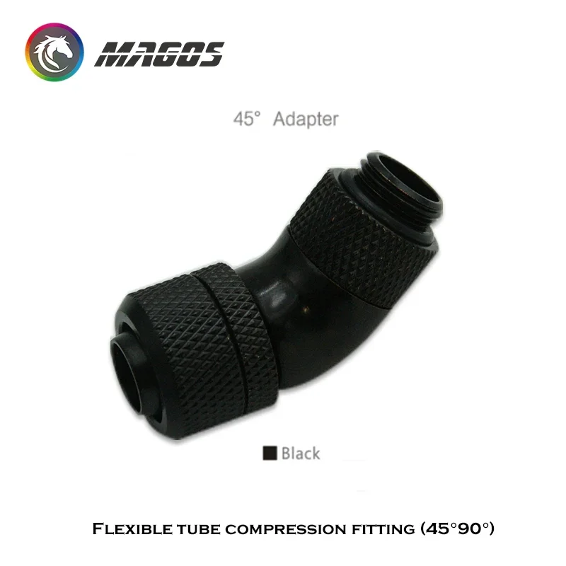Conector Manguera Ángulo 45 9,5x+90 Grados 12,7MM Accesorio Compresión Tubería Flexible G1/4 3/8 Pulgadas Negro/Plateado - imagen 4