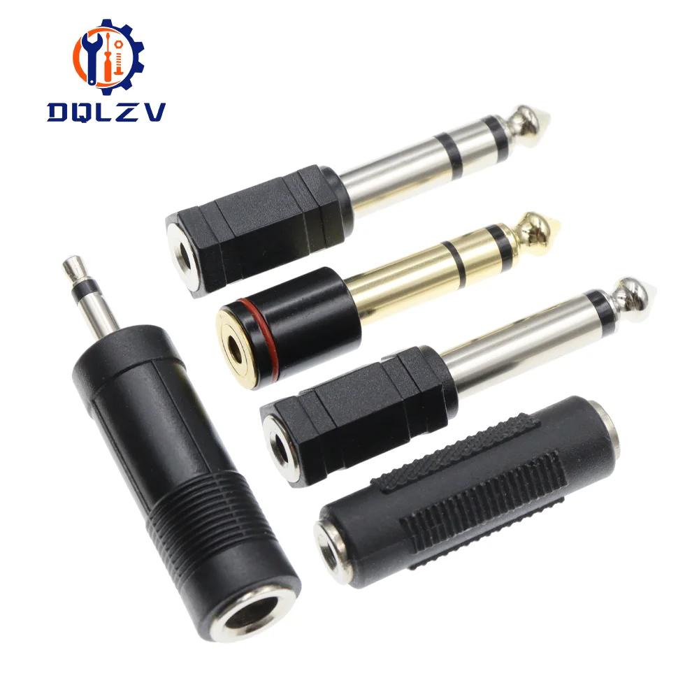 Conector hembra de 6,35mm a macho de 3,5mm, conector de 2 polos y 3 polos, amplificador de auriculares, adaptador de Audio, micrófono, convertidor auxiliar de 6,3 y 3,5mm