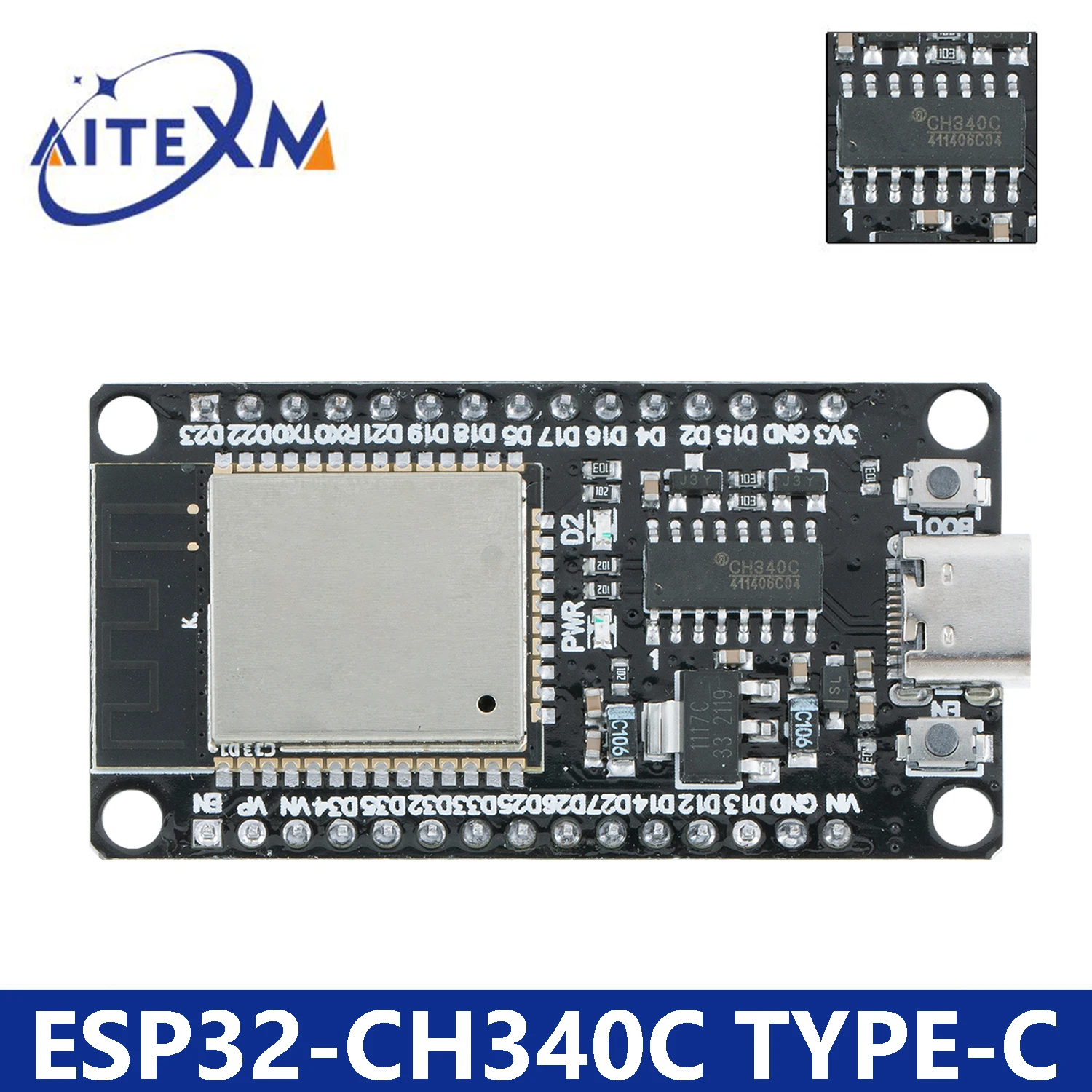 Placa de desarrollo ESP32 CH340C WiFi + Bluetooth Placa de expansión de ESP-32 de doble núcleo de potencia ultrabaja ESP32-DevKitC-32 - imagen 2