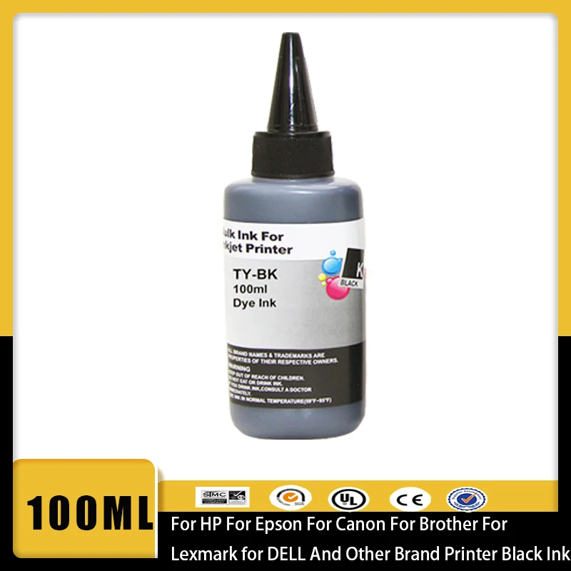 Vilaxh-recarga de tinta Universal para impresora HP, Epson, Canon, Brother, Lexmark, DELL y otras marcas, color negro, 100ML