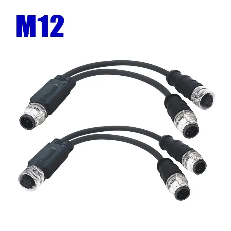 Conector de Cable M12 tipo Y, divisor de Cable de conexión de 4, 5 Y 8 pines, grado Industrial, 250V, 22AWG, blindado, impermeable