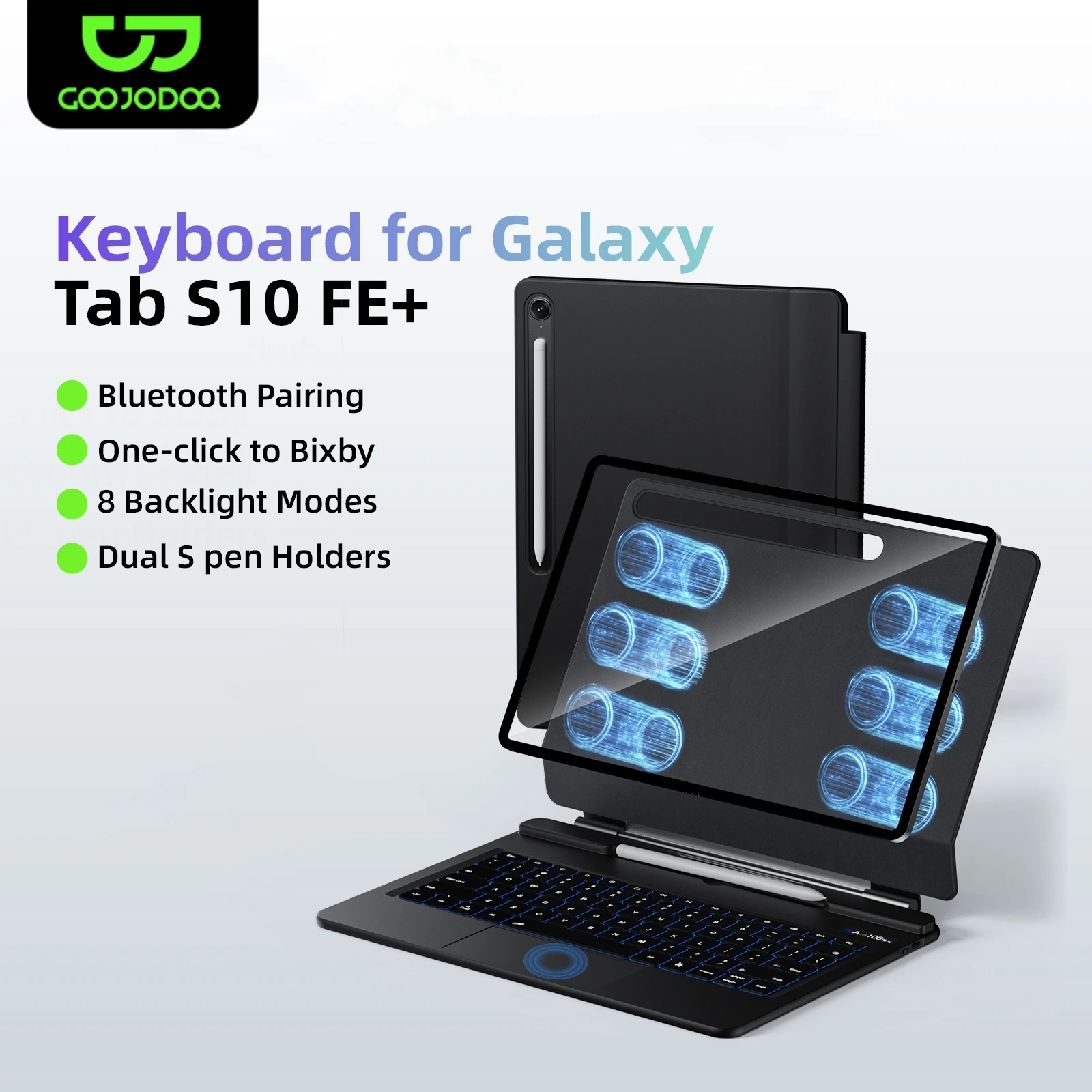 Teclado mágico para Samsung Galaxy Tab S10 FE PLUS, ángulo ajustable flotante de 13,1 pulgadas, acceso con un solo clic a Bixby con portalápices