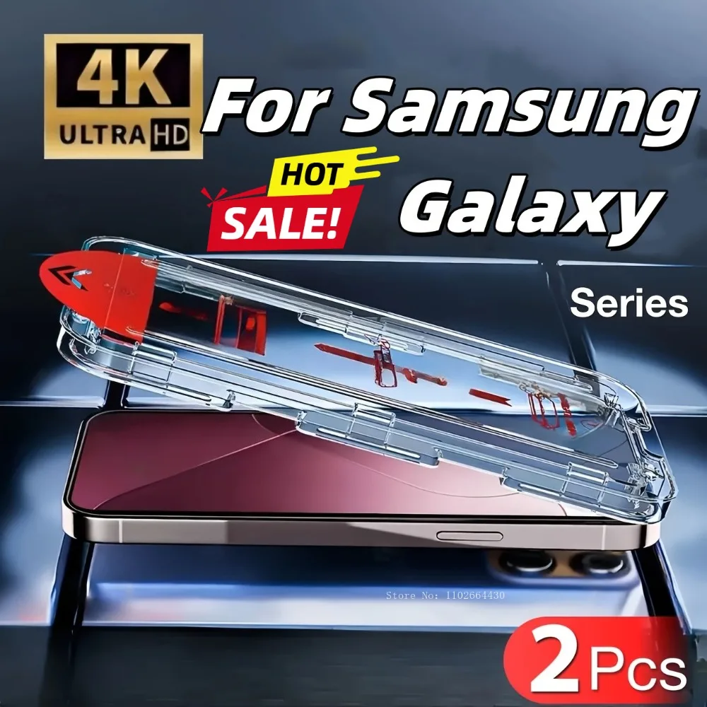 Protector de pantalla de fácil instalación para Samsung S25 Ultra S24 S25 Plus S22 S23 Plus FE S24 Ultra vidrio templado antiarañazos, 2 uds.